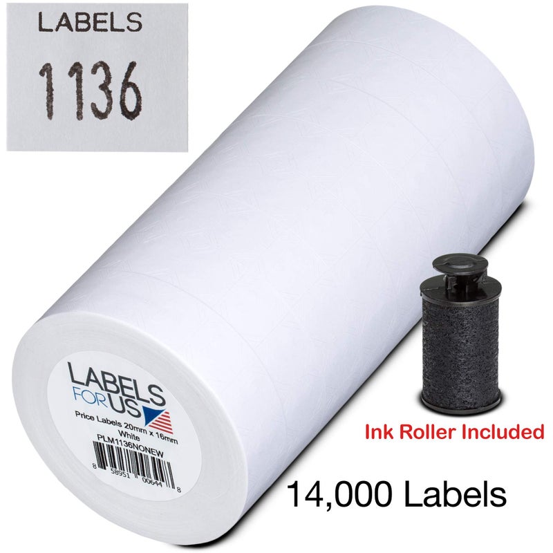 Labels for Us Labels for Monarch 1136 Labeler - White - 14,000 Labels - Pack with 8 Rolls - Ink Roller Included - Manufactured by Labels for Us - Prime - Image 4